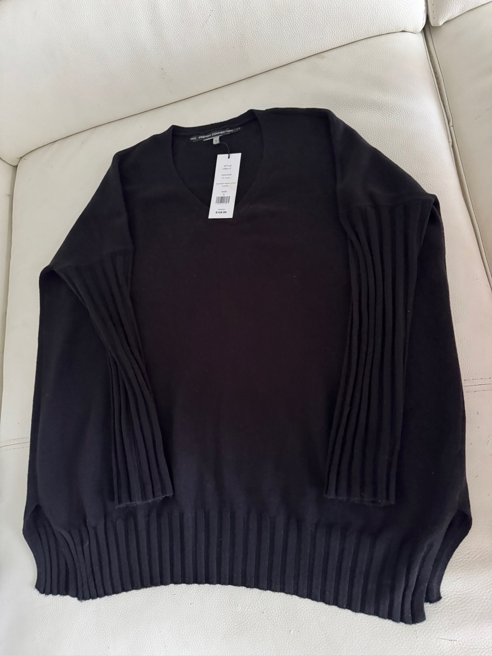 NWT French Connection babysoft Rib-sleeve sweater cashmere like oversized sz.S